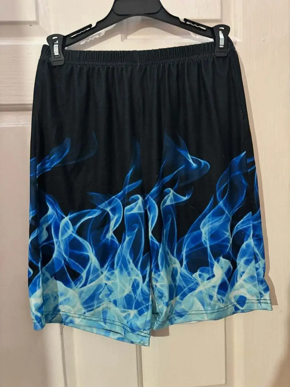 Shein Flame Pattern Swim Trunks Size 12Y Blue